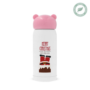 Merry christmas chimney, Pink stainless steel thermal flask, 320ml