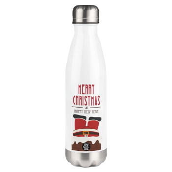 Merry christmas chimney, Metal mug thermos White (Stainless steel), double wall, 500ml