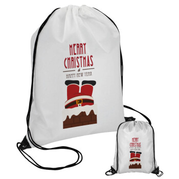 Merry christmas chimney, Pouch bag with black cords (1 piece)