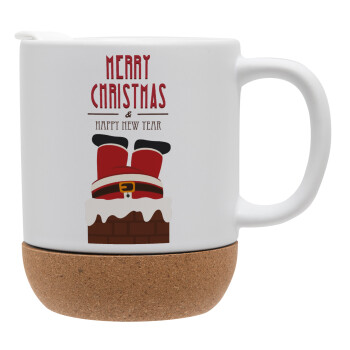 Merry christmas chimney, Ceramic coffee mug Cork (MAT), 330ml (1pcs)