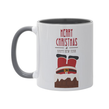 Merry christmas chimney, Mug colored grey, ceramic, 330ml