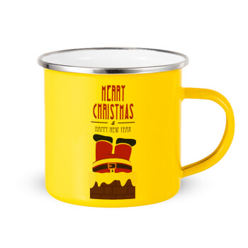 Merry christmas chimney, Yellow Enamel Metallic Cup 360ml