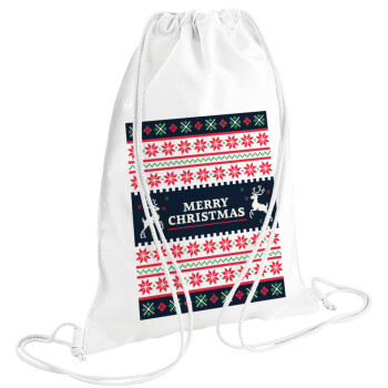 Merry Christmas Vintage, Backpack pouch GYMBAG white (28x40cm)