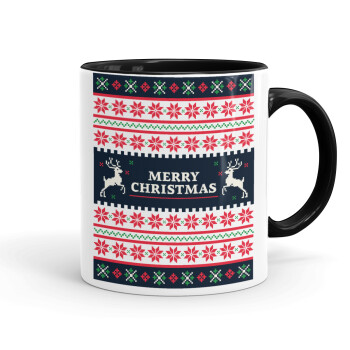 Merry Christmas Vintage, Mug colored black, ceramic, 330ml