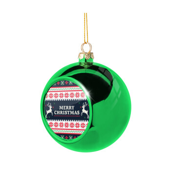 Merry Christmas Vintage, Green Christmas tree ornament ball 8cm