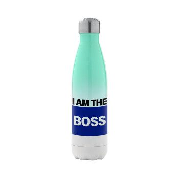 I am the Boss, Metal mug thermos Green/White (Stainless steel), double wall, 500ml