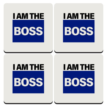 I am the Boss, ΣΕΤ 4 Σουβέρ ξύλινα τετράγωνα (9cm)
