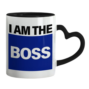 I am the Boss, Mug heart black handle, ceramic, 330ml