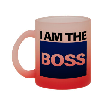 I am the Boss, Κούπα γυάλινη δίχρωμη με βάση το κόκκινο ματ, 330ml
