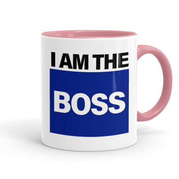 I am the Boss, Κούπα χρωματιστή ροζ, κεραμική, 330ml