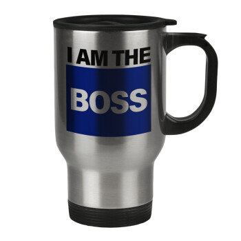 I am the Boss, Stainless steel travel mug with lid, double wall 450ml