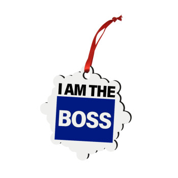 I am the Boss, Christmas ornament snowflake wooden 7.5cm