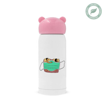 Couple in bed, Pink stainless steel thermal flask, 320ml