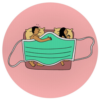 Couple in bed, Mousepad Round 20cm