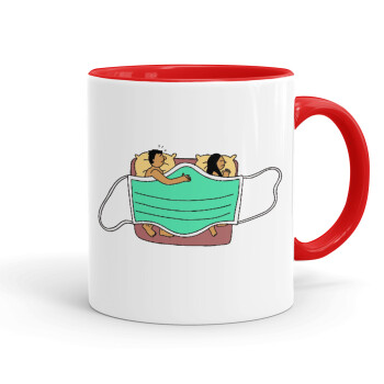 Couple in bed, Mug colored red, ceramic, 330ml