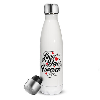 Love you forever, Metal mug thermos White (Stainless steel), double wall, 500ml
