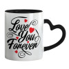 Mug heart black handle, ceramic, 330ml