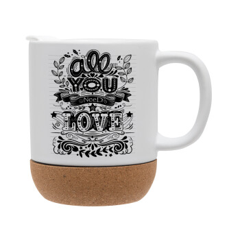 All you need is love, Ceramic coffee mug Cork (MAT), 330ml (1pcs)