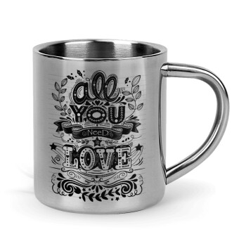 All you need is love, Mug Stainless steel double wall 300ml