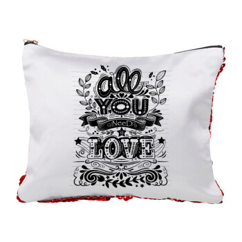 All you need is love, Red sequin cosmetic bag