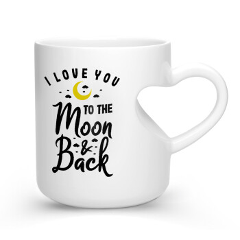 I love you to the moon and back, Κούπα καρδιά λευκή, κεραμική, 330ml