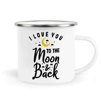 I love you to the moon and back, Metallic enamel cup white 360ml