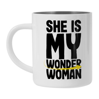 She is my wonder woman, Κούπα Ανοξείδωτη διπλού τοιχώματος 450ml