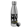 Metallic water bottle, stainless steel, 750ml