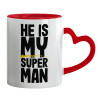 Mug heart red handle, ceramic, 330ml