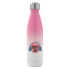 Metal mug thermos Pink/White (Stainless steel), double wall, 500ml