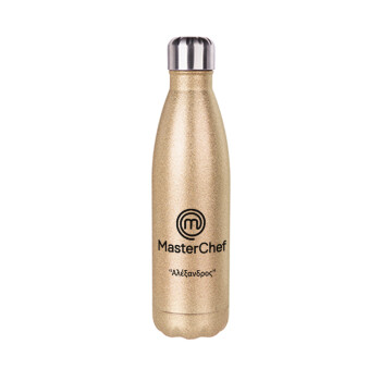 Master Chef, Glitter gold stainless steel thermos bottle, double-walled, 500ml