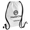 Backpack pouch GYMBAG white, with pocket (40x48cm) & thick cords