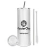 Eco friendly ποτήρι θερμό (tumbler) από ανοξείδωτο ατσάλι 600ml, με μεταλλικό καλαμάκι & βούρτσα καθαρισμού