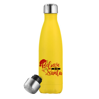 I believe in Santa, Yellow Stainless Steel Metallic Thermos, double-walled, 500ml