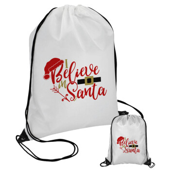 I believe in Santa, Pouch bag with black cords (1 piece)