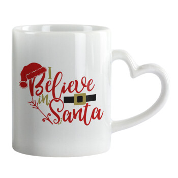 I believe in Santa, Mug heart handle, ceramic, 330ml