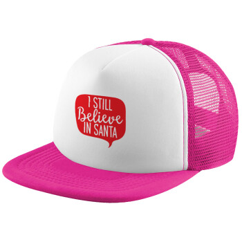 Ι still believe in santa, Child's Soft Trucker Hat with Pink/White Mesh (POLYESTER, CHILD, ONE SIZE)