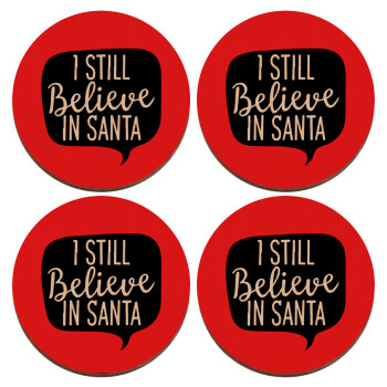 Ι still believe in santa, ΣΕΤ x4 Σουβέρ ξύλινα στρογγυλά plywood (9cm)