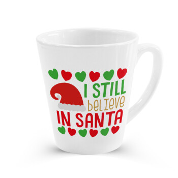 Ι still believe in Santa hearts, Κούπα κωνική Latte Λευκή, κεραμική, 300ml