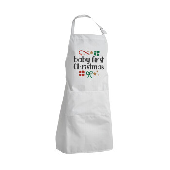 Baby first Christmas, Adult Chef Apron (with sliders and 2 pockets)