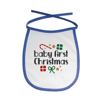 Baby first Christmas, Σαλιάρα μωρού αλέκιαστη με κορδόνι Μπλε