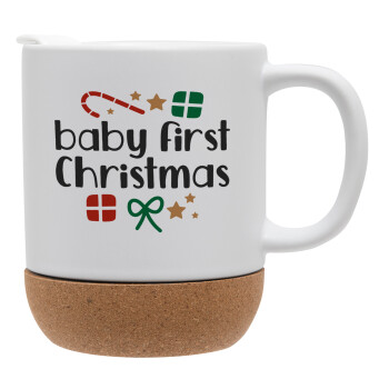 Baby first Christmas, Κούπα, κεραμική με βάση φελού και καπάκι (ΜΑΤ), 330ml (1 τεμάχιο)