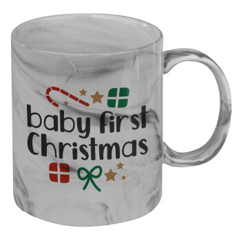 Baby first Christmas, Mug ceramic marble style, 330ml