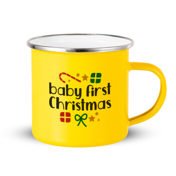 Baby first Christmas, Κούπα Μεταλλική εμαγιέ Κίτρινη 360ml
