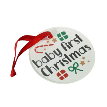 Baby first Christmas, Christmas ornament glass 9cm