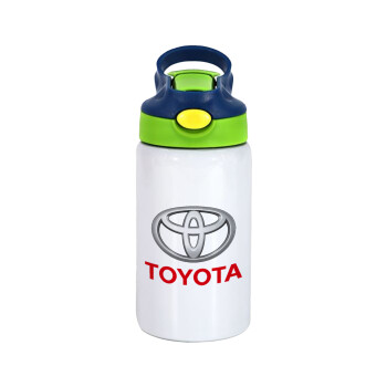 Toyota, Children's hot water bottle, stainless steel, with safety straw, green, blue (350ml)