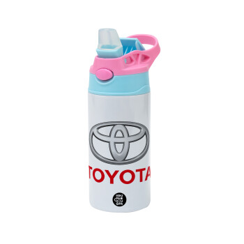 Toyota, Children's hot water bottle, stainless steel, with safety straw, Pink/BlueCiel (360ml) BPA FREE