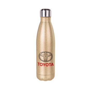 Toyota, Glitter gold stainless steel thermos bottle, double-walled, 500ml