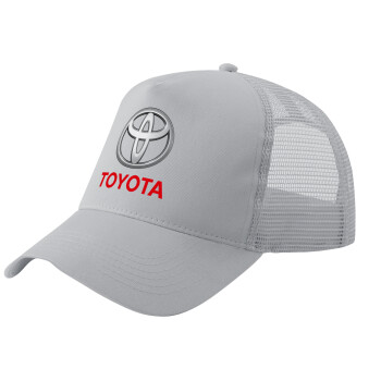 Toyota, Adult Structured Trucker Hat, with Mesh, GRAY (100% COTTON, ADULT, UNISEX, ONE SIZE)