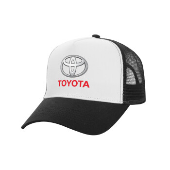 Toyota, Adult Structured Trucker Hat, with Mesh, WHITE/BLACK (100% COTTON, ADULT, UNISEX, ONE SIZE)